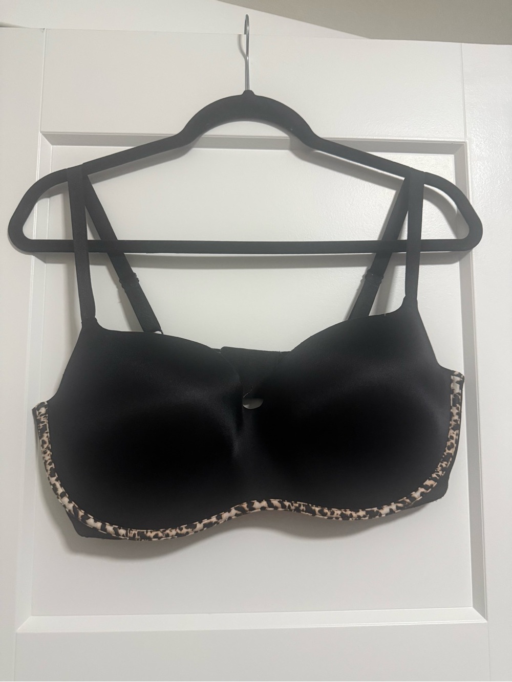 Victoria's Secret Black Push-up Bra with Leopard Trim